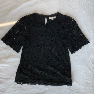 Anthropologie Black Crochet Top